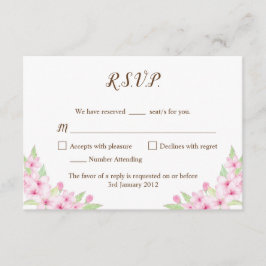 Cherry Blossoms Watercolor Wedding RSVP Card Karte