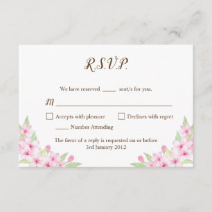 Cherry Blossoms Watercolor Wedding RSVP Card Karte