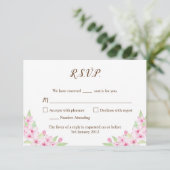 Cherry Blossoms Watercolor Wedding RSVP Card Karte (Stehend Vorderseite)
