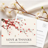Cherry Blossoms Watercolor Wedding Vielen Dank Postkarte