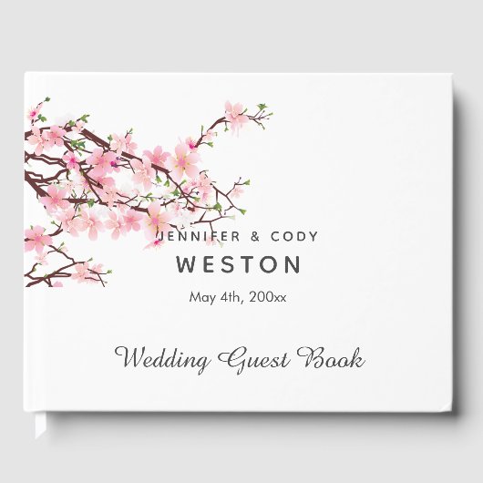 Cherry Blossoms Wedding Guest Book mit FOTO Gästebuch (Vorderseite)