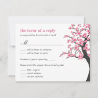 Cherry Blossoms Wedding RSVP Card