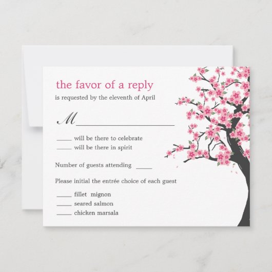 Cherry Blossoms Wedding RSVP Card Karte (Vorderseite)