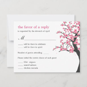 Cherry Blossoms Wedding RSVP Card Karte