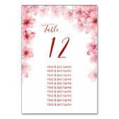 Cherry Blossoms Wedding Seating Chart Tischnummer (Vorderseite)