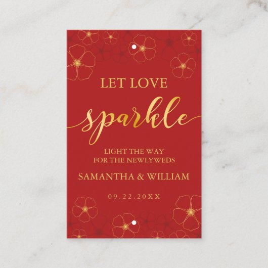 Cherry Blossoms Wedding Sparkler Tag |Benutzerdefi (Vorderseite)