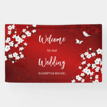 Cherry Blossoms White Red Wedding Welcome