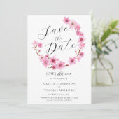 Cherry Blossoms Wreath Foto Hochzeit Speichern Sie Einladung (Stehend Vorderseite)