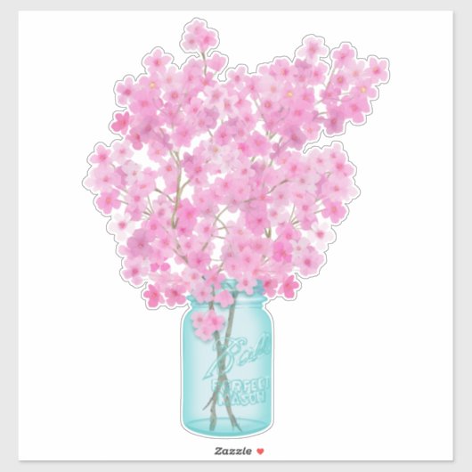 Cherry Blossoms: Zweifler in Canning Jar Aufkleber (Blatt)