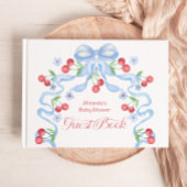 Cherry Blue Bow Baby Dusche Gästebuch