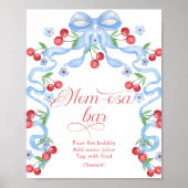 Cherry Blue Bow Momosa Bar baby Dusche Poster (Vorne)