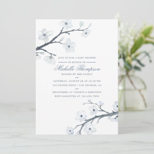 Cherry blüht Blütendusche Einladung (Stehend Vorderseite)