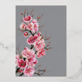 Cherry blüht die romantische Dusty-Rose Folieneinladung (Rückseite)