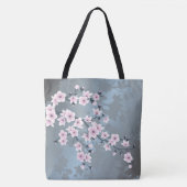 Cherry blüht floral Dusty Pink Blau Tasche (Vorderseite)
