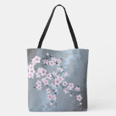 Cherry blüht floral Dusty Pink Blau Tasche (Rückseite)