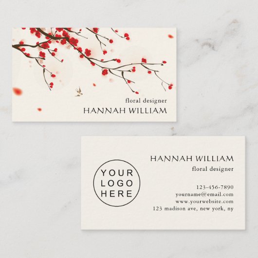 Cherry blüht florale Visitenkarte mit Logo (Vorne/Hinten)