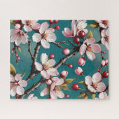 Cherry blüht gegen einen moody Sky Hintergrund Puzzle (Horizontal)