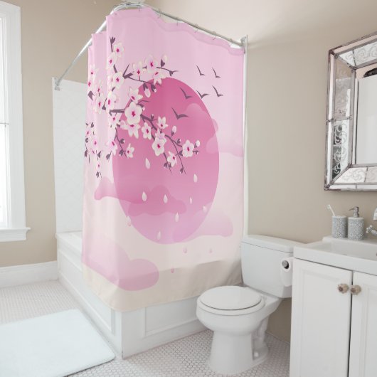 Cherry blüht japanische Landschaft Duschvorhang (Beispiel)