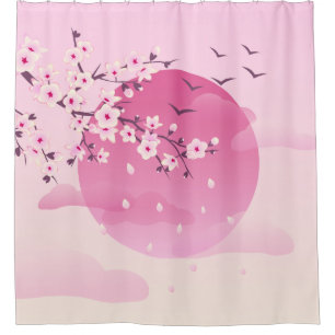 Cherry blüht japanische Landschaft Duschvorhang