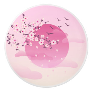Cherry blüht japanische Landschaft Pink Girly Keramikknauf