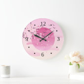 Cherry blüht japanische Landschaft Pink Große Wanduhr (Zuhause)