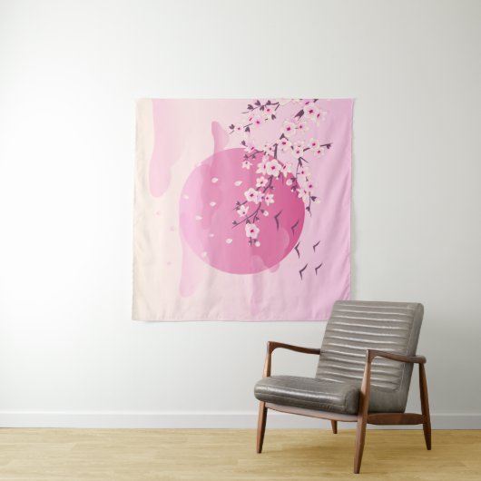 Cherry blüht japanische Landschaft Pink Wandteppich (Beispiel (Horizontal))