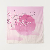 Cherry blüht japanische Landschaft Pink Wandteppich (Vorderseite)