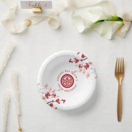 Cherry blüht Langlebigkeit Symbol Chinesischer Geb Pappteller