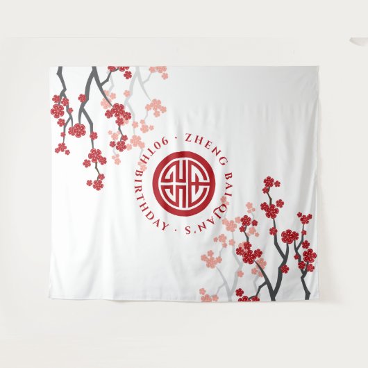 Cherry blüht Langlebigkeit Symbol Chinesischer Geb Wandteppich (Vorderseite (Horizontal))