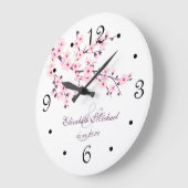 Cherry blüht neuerdings Namen White Pink Große Wanduhr (Winkel)