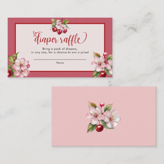Cherry blüht Pink Babydusche Windelwindeln Begleitkarte (Vorne/Hinten)