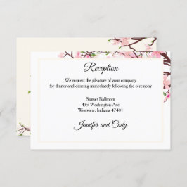 Cherry blüht rosa Beige Hochzeitsempfang Begleitkarte