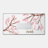 Cherry blüht Sakura Individuelle Name Monogram Schreibtischunterlage (Tastatur & Maus)