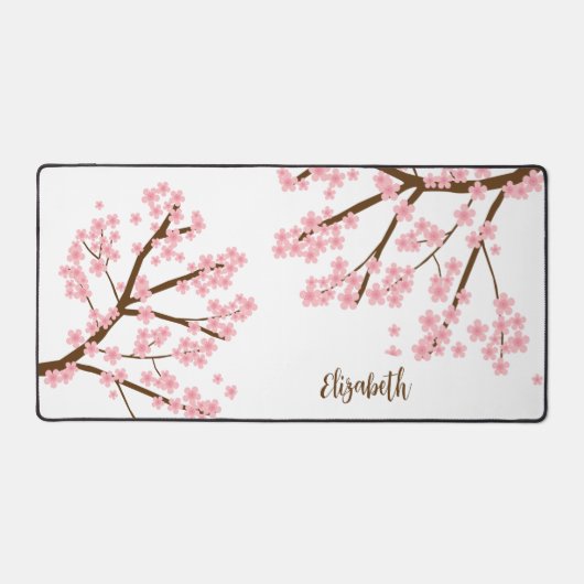 Cherry blüht Sakura Individuelle Name Monogram Schreibtischunterlage (Vorderseite)