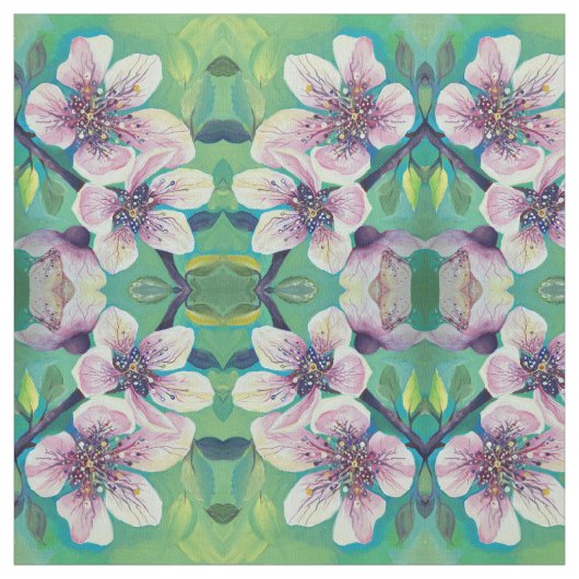 Cherry Blume Blossom Handgemalt Wasserfarbe Stoff (Muster)