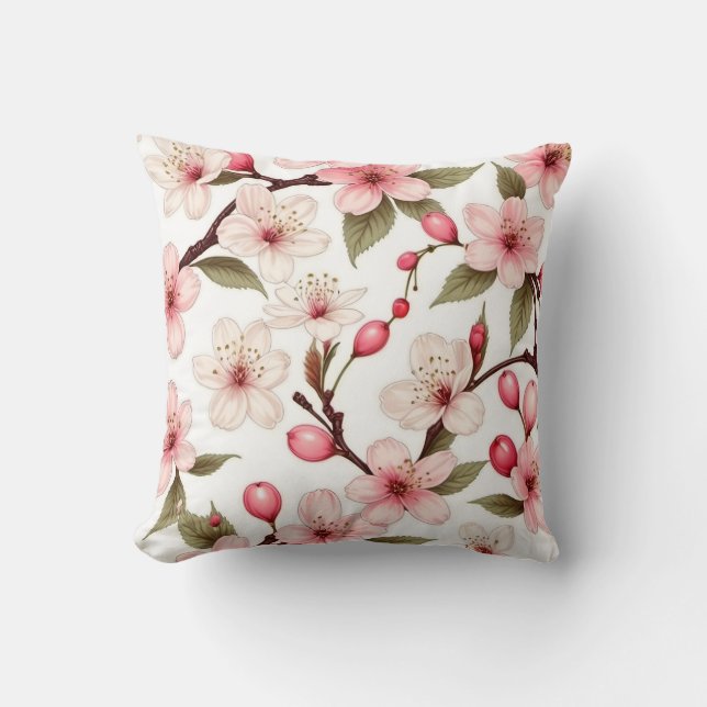 Cherry-Blume-Muster Kissen (Vorderseite)