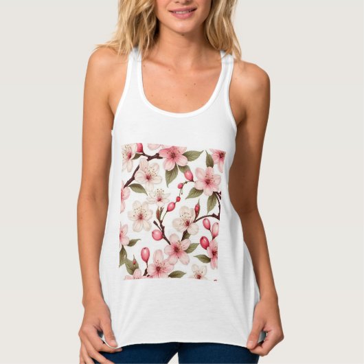 Cherry-Blume-Muster Tank Top (Vorderseite)