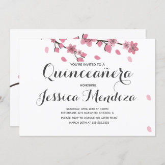 Cherry Blumenbaum Quinceañera Sweet 15 Einladung