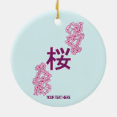 Cherry Blüte Kanji Japanisch Schreiben Keramik Ornament (Hinten)