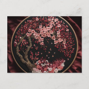 Cherry Blüten bestickt Hochzeit Vintag Wrappi Postkarte