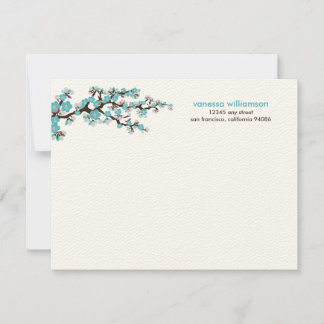 Cherry Blüten Custom Flat Mitteilungskarten (aqua)