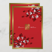 Cherry Blüten Doppelglücklichkeit Chinesische Hoch Einladung (Vorne/Hinten)