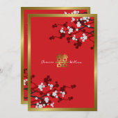 Cherry Blüten Doppelglücklichkeit Chinesische Hoch Einladung (Vorne/Hinten)