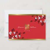Cherry Blüten Doppelglücklichkeit Chinesische Hoch Einladung (Vorderseite)
