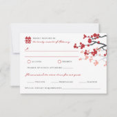 Cherry Blüten Doppelglücklichkeit Chinesische Hoch RSVP Karte (Vorderseite)