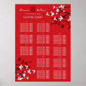 Cherry Blüten Double Xi Asian Wedding Chart Poster (Vorne)