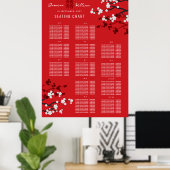 Cherry Blüten Double Xi Asian Wedding Chart Poster (Heimbüro)