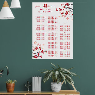 Cherry Blüten Double Xi Asian Wedding Chart Poster