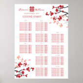 Cherry Blüten Double Xi Asian Wedding Chart Poster (Vorne)