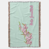 Cherry Blüten Mint Grünen Punkte Hallo schön! Decke (Vorderseite Vertikal)